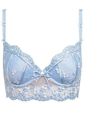 For Love and Lemons Baby Blue Floral Daisy Lace Bra